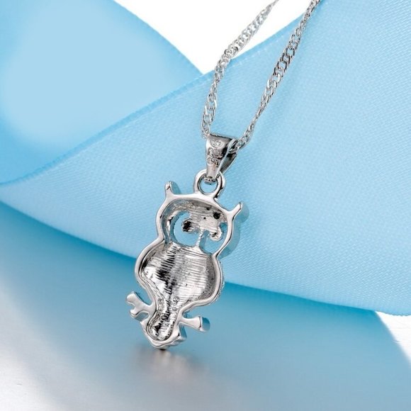 ❤️ 925 Sterling Silver Cute Owl Earrings And Necklace Set Love Hoop - Picture 7 of 8